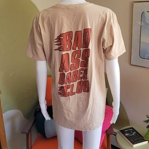 Nasty Gal Light Tan 'Bad Ass Babes Club - Tee Shirt - Size Large